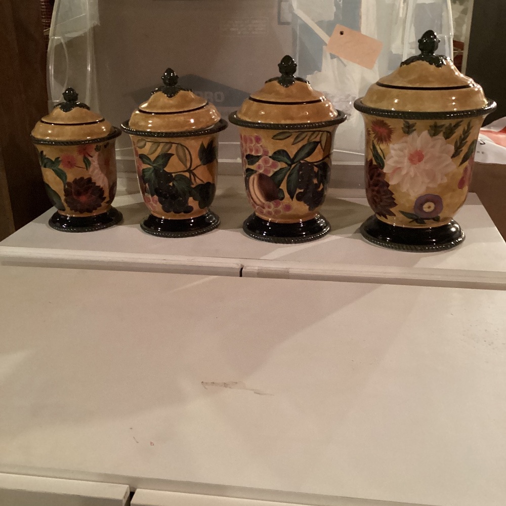 Renaissance Set of 4 Ceramic Canisters
